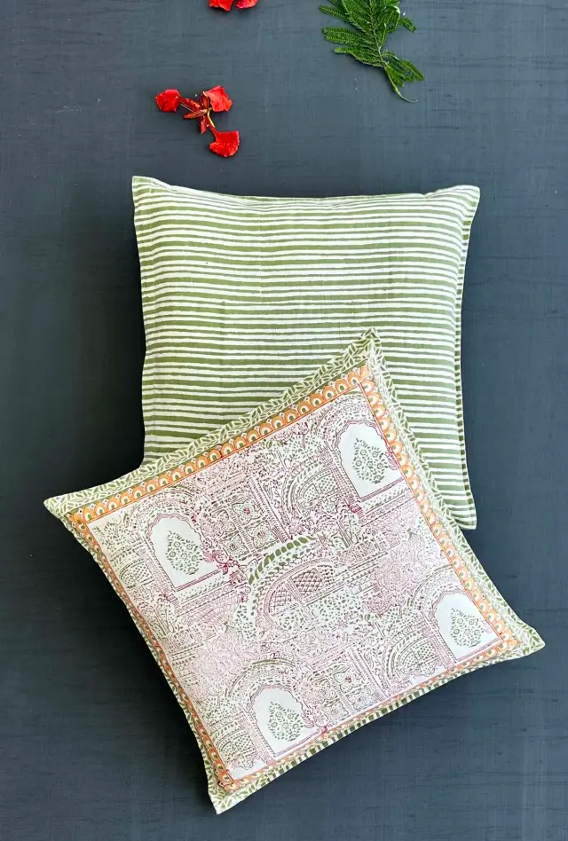 Sanganeri printed cushion covers online
